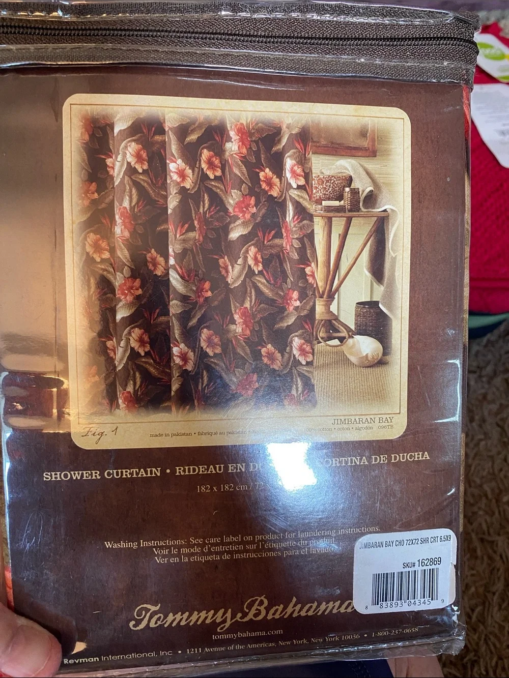 Tommy Bahama Floral Shower Curtain in Brown with Coral Accents 72x72